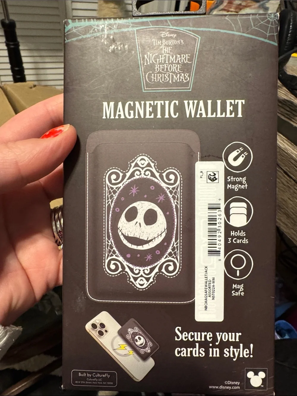CultureFly Magnetic MagSafe Wallet Nightmare Before Christmas Jack Skellington